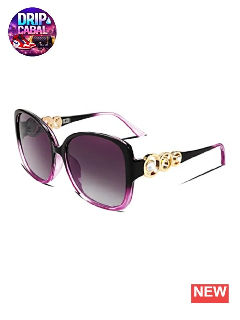 Oversized Square Pearl Sunglasses Polarized UV Protection